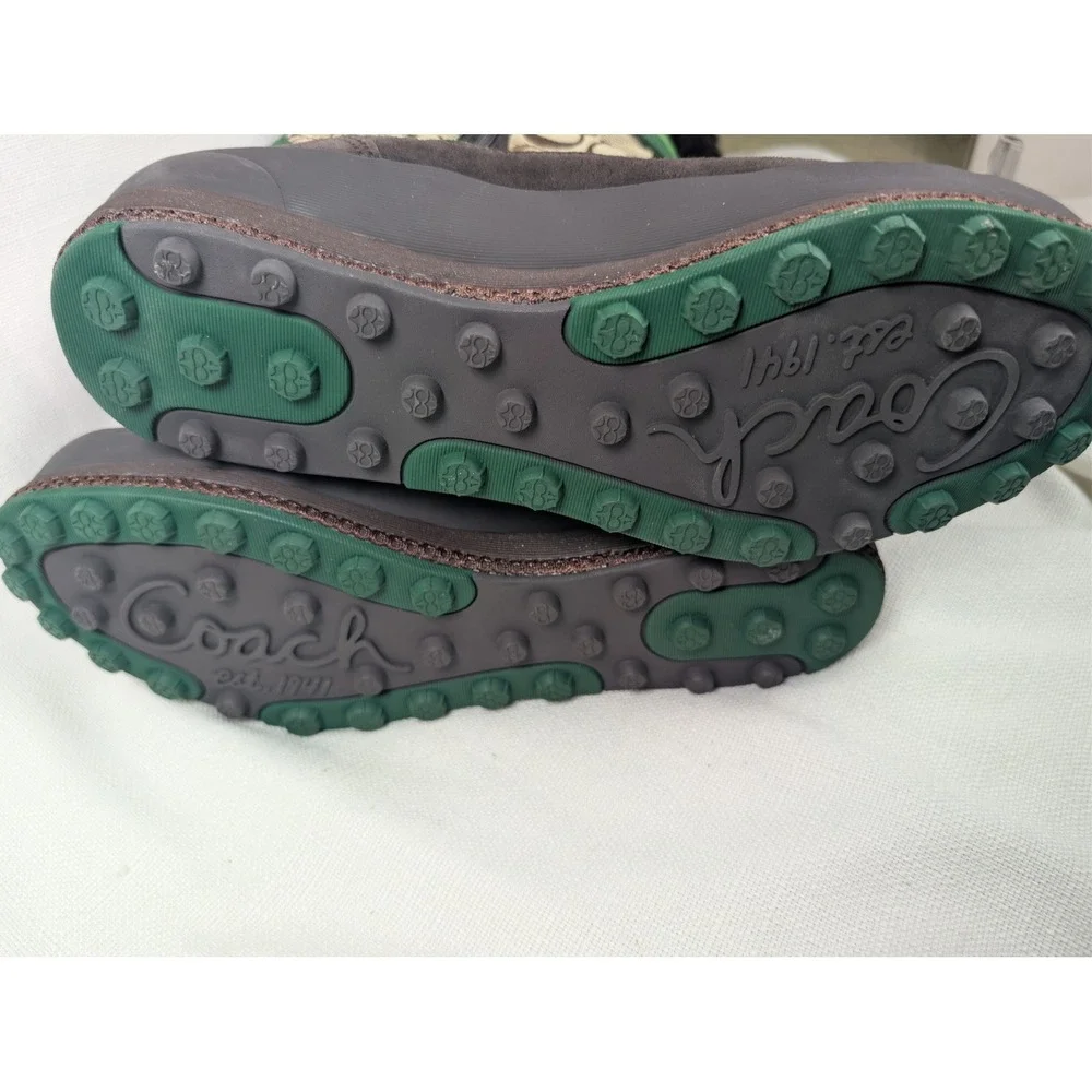 Coach Mariette Winter Snow Boots Womens 10 Khaki Green Signature Fur Trim - Picture 3 of 8